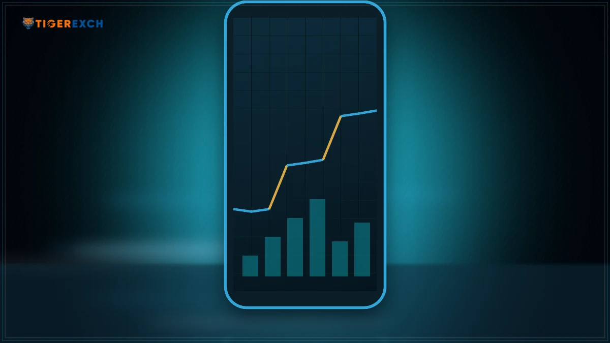 Tiger Exchange app markets and casino games on a phone screen